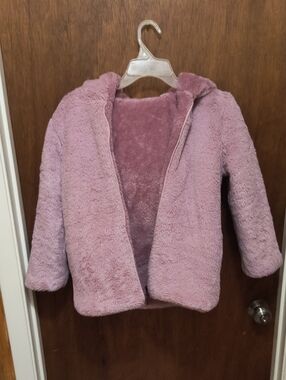 Kids Plush Hooded Jacket - Dusty Pink